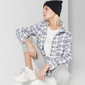 Wild Fable Plaid Long Sleeve Ivory Size Me…